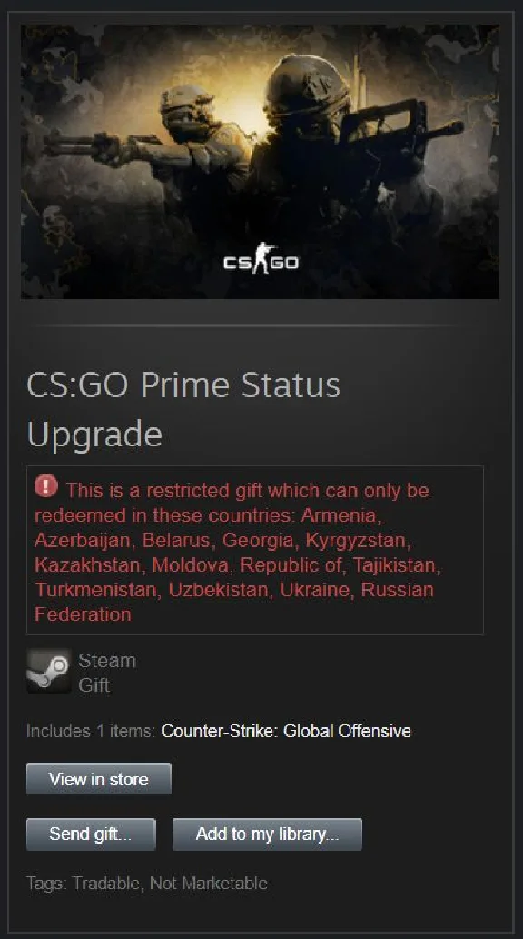 Counter Strike Global Offensive Prime Gift