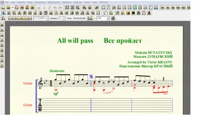 ALL WILL PASS by M. Dunayevsky for 7-string guitar