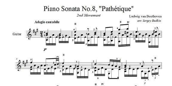 Beethoven Sonata No.8 "Pathétique" 2nd Mov. for guitar