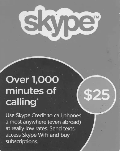 13 USD SKYPE Voucher (Activation Online Skype.com)
