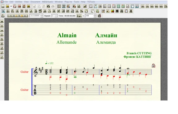 ALMAIN by Francis CUTTING for 6-string guitar
