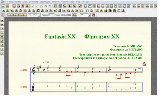 FANTASIA XX Lute music by Canova for 6-string guitar