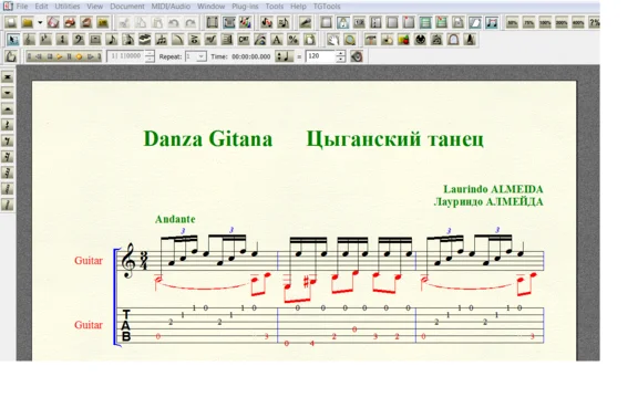DANZA GITANA by Almeida for 6-string guitar