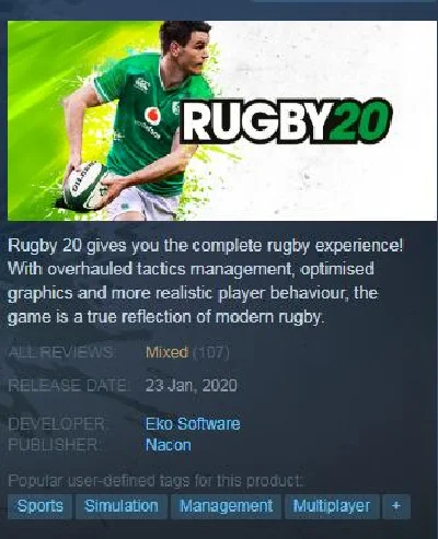 Rugby 20 (STEAM KEY/RU