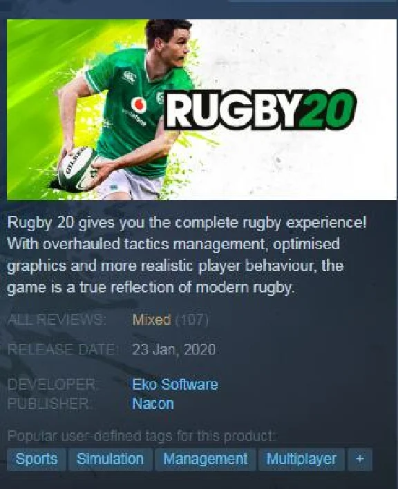 Rugby 20 (STEAM KEY/RU