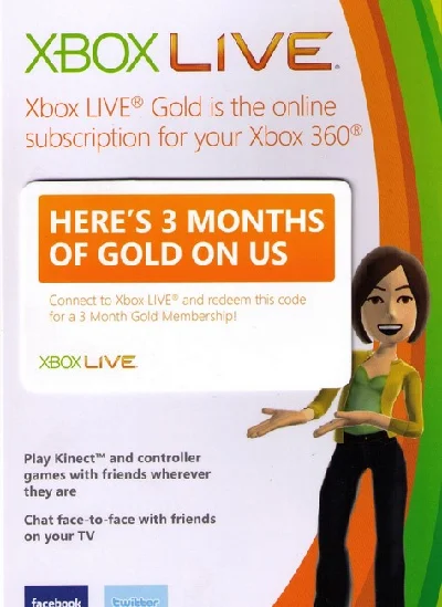 Xbox Live Gold - 3 month (+ Activation Recharge) - Scan