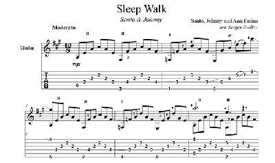 Sleep Walk (Santo & Johnny) для гитары