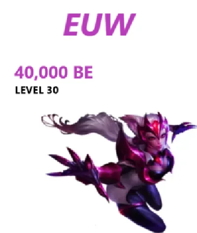 EUW Сервер League of Legends Аккаунты 40000Blue Essence