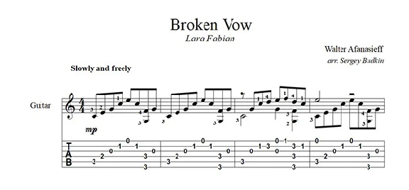 Broken Vow (Lara Fabian) guitar cover