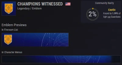 Destiny 2 Emblem Champions Witnessed PC/PS/XBOX