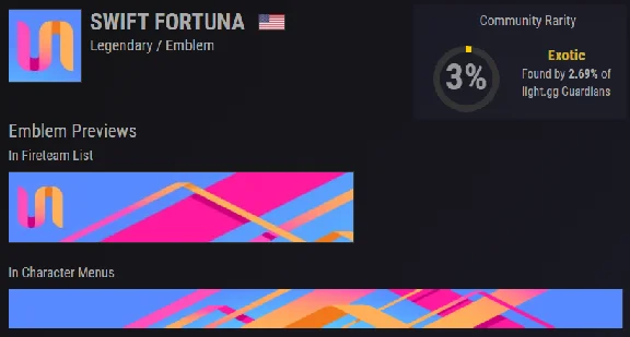 Destiny 2 Emblem Swift Fortuna PC/PS/XBOX