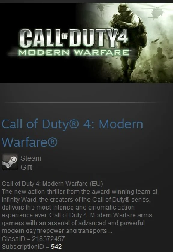 Call of Duty 4 Modern Warfare EU Steam Gift Region Free