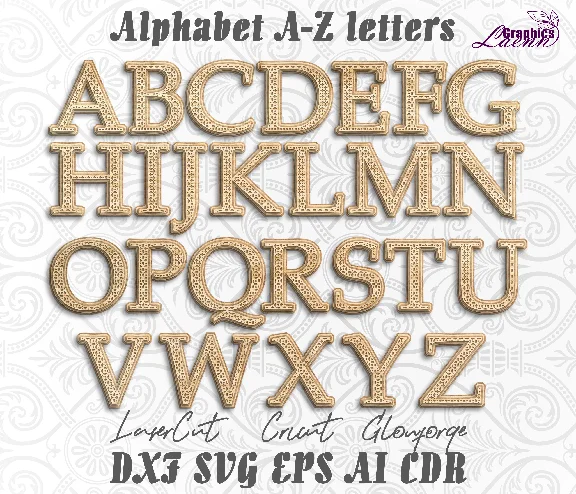 Многослойный алфавит буквы a-z,макет для лазерной резки
