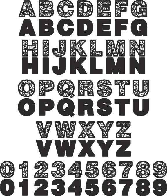 Marine alphabet a-z letters 0-9 numbers laser cut files
