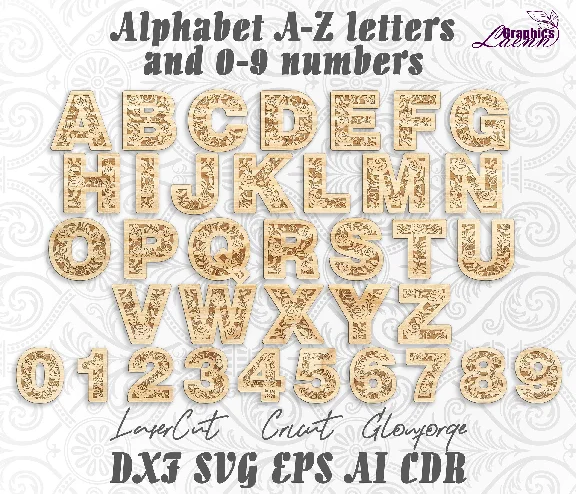 Marine alphabet a-z letters 0-9 numbers laser cut files
