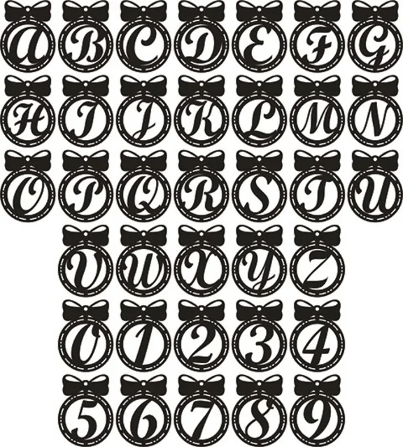 Snowballs alphabet a-z letters 0-9 numb laser cut files