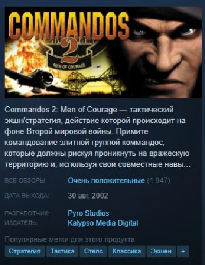 Commandos 2: Men of Courage (Region Free) + Steam 🃏