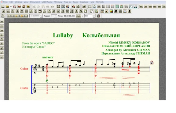 LULLABY by Rimsky-Korsakov for 6-string guitar (3 in 1)