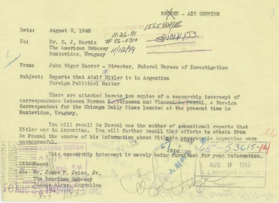 FBI Papers on the Search for Adolf Hitler, Volume 1