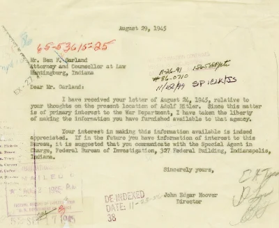 FBI Papers on the Search for Adolf Hitler, Volume 1