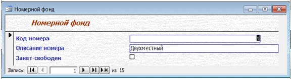 База данных Гостиница Access