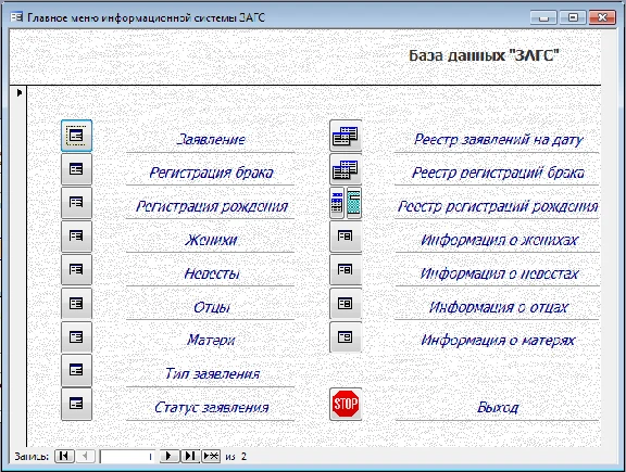 Registry Office database Access