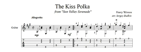 The Kiss Polka (Sun Valley Serenade) guitar cover
