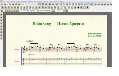 HOBO SONG by Bartok for 6-string guitar