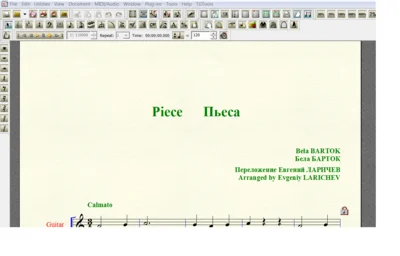PIECE (a-moll) by Bartok for 6-string guitar