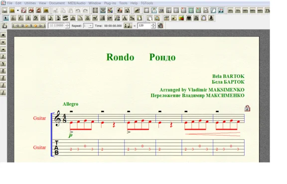 RONDO by Bartok for 6-string guitar