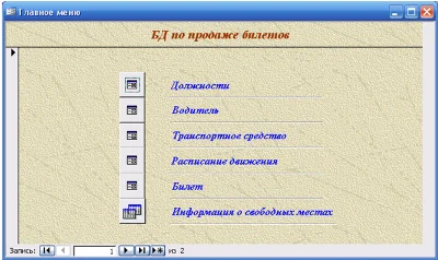 База данных Продажа билетов Access