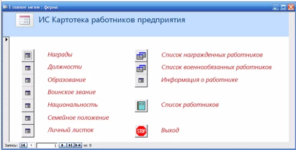 Database Card file of employees.mdb