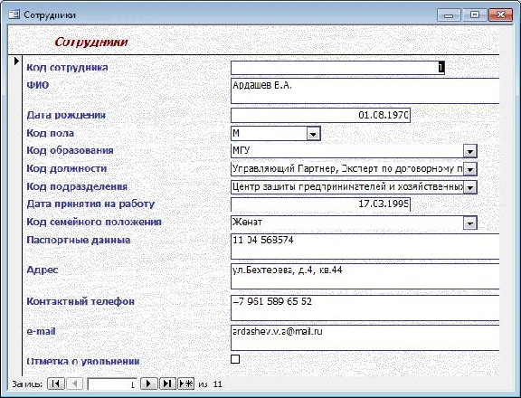 Database Human Resources Department of a Law Firm.mdb
