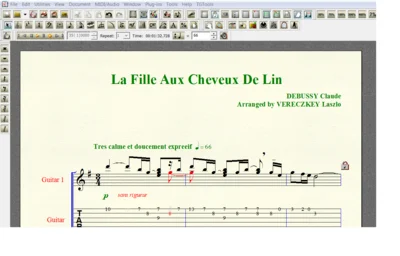 Ноты для гитары Debussy LA FILLE AUX CHEVEUX DE LIN 2