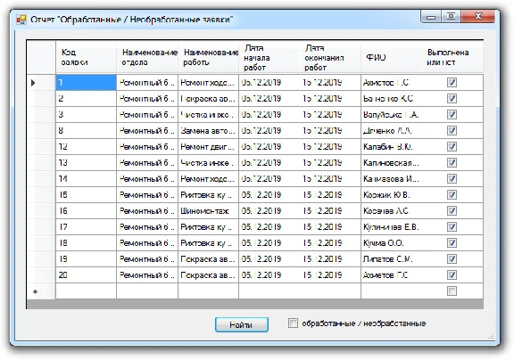 Database Auto repair shop C#