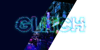 Neon glitch inscription for the header of the channel o