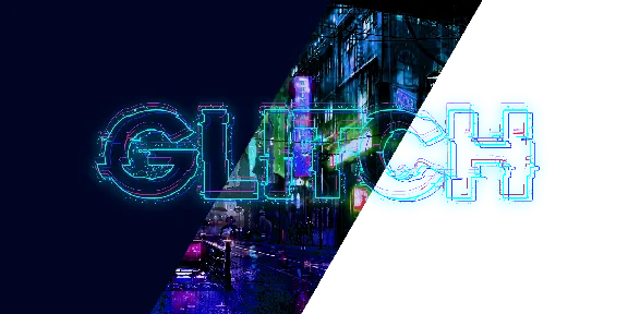 Neon glitch inscription for the header of the channel o