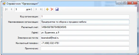 База данных Мебельный магазин C#