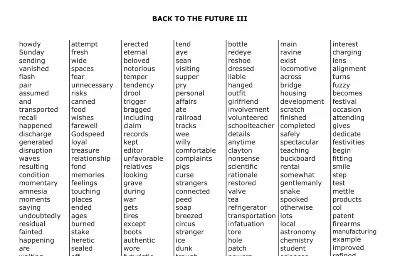 BACK TO THE FUTURE. Список английских слов трилогии.