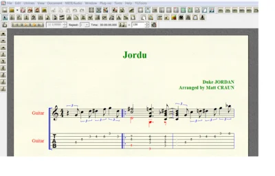 Ноты для гитары Jordan JORDU для 6-ой С ТАБОЙ