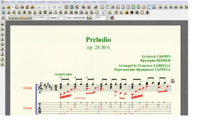 PRELUDIO op.28 №6 by Chopin for 6-string guitar
