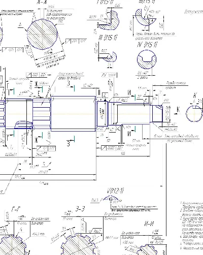 Чертеж. Вторичный вал КПП автомобиля ЗиЛ-130.