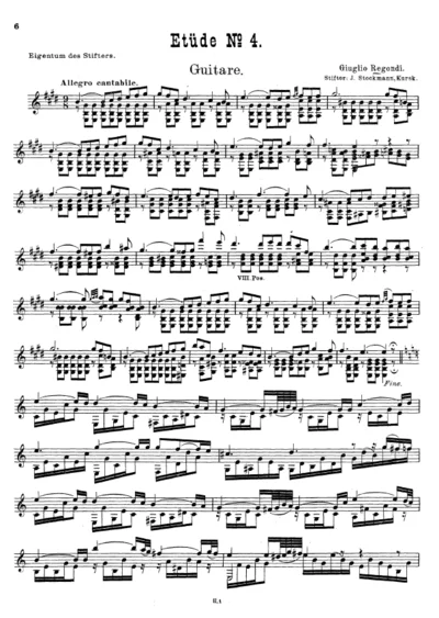 ETUDE №4 by Regondi for 6-string guitar