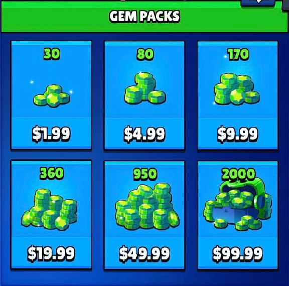 Brawl Stars GEMS GEMS 30 - 2000 SuperCell ID