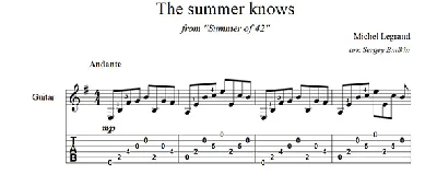 The summer knows (Мишель Легран) для гитары