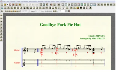 GOODBYE PORKPIE HAT by Mingus for 6-string guitar
