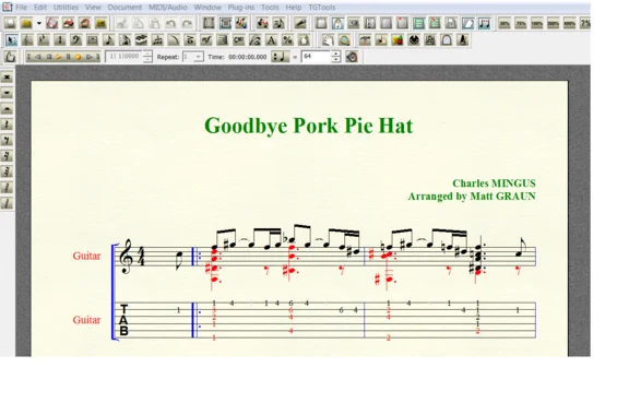 GOODBYE PORKPIE HAT by Mingus for 6-string guitar