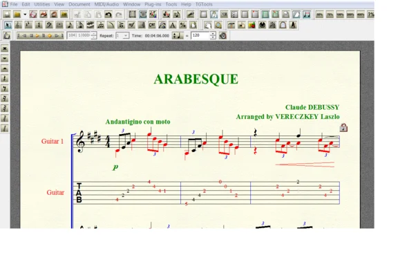 ARABESQUE 1 by Claude DEBUSSY for 6-string guitar