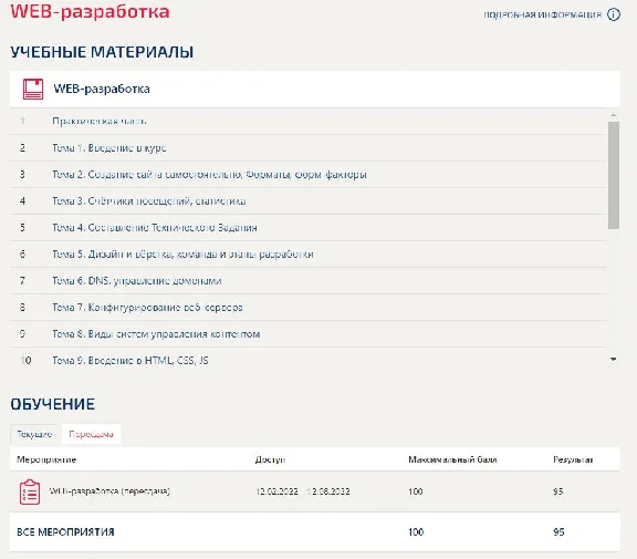 WEB development answers Synergy (test 95 points)