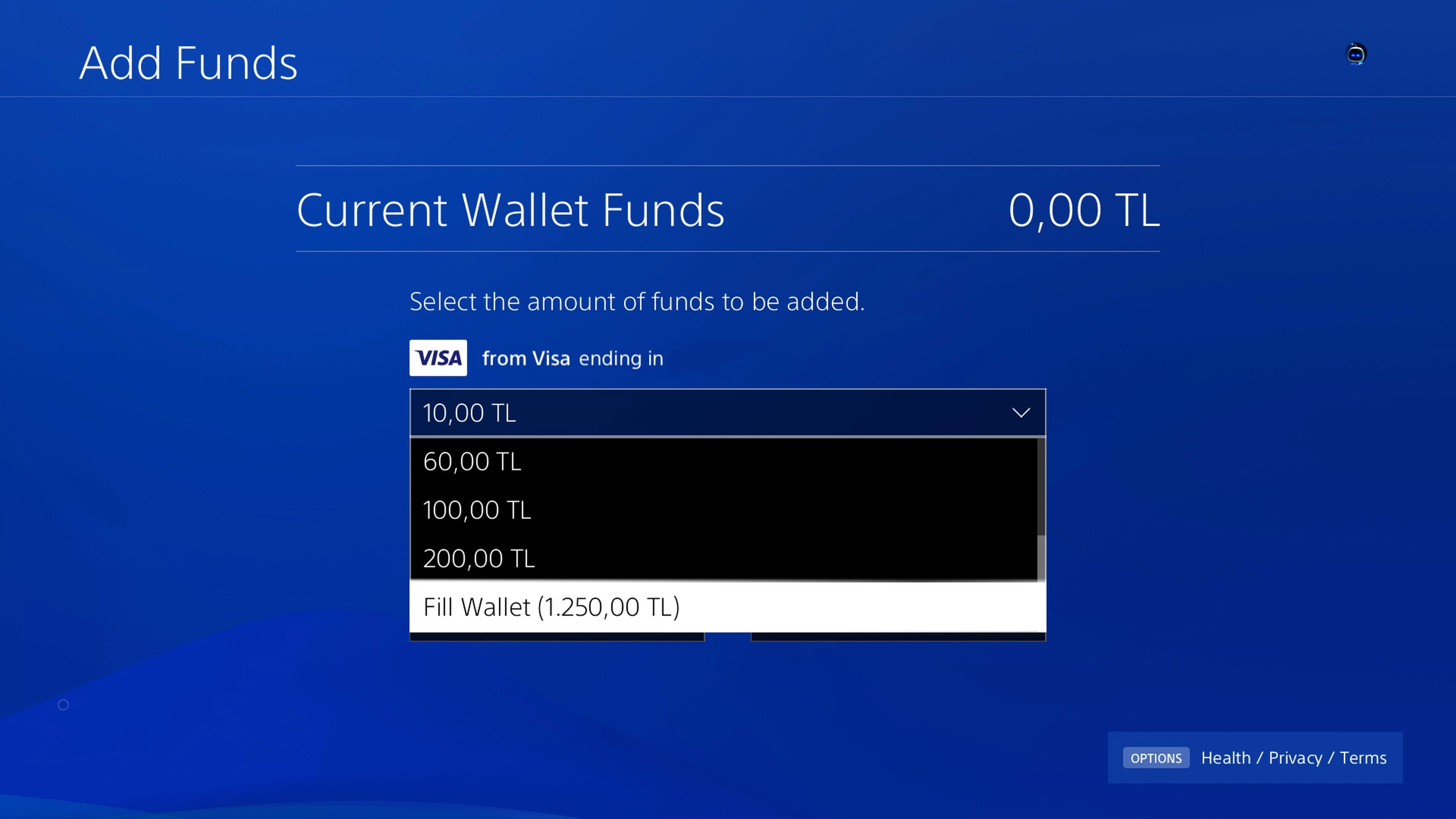 PLAYSTATION WALLET REPLENISHMENT TURKEY (TL)